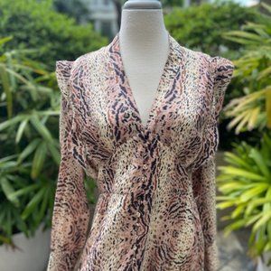 All Saints Exquisite Print Long Fitted Flowy Dress L